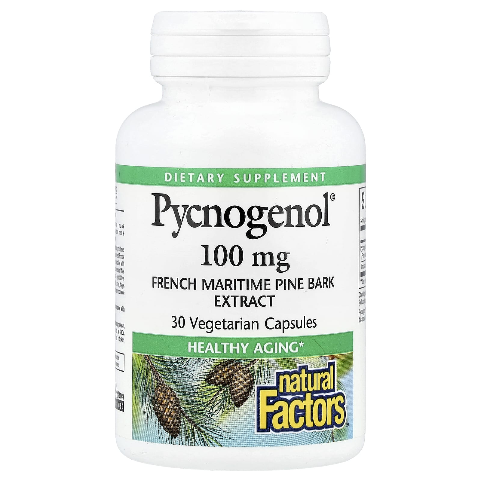 Natural Factors, Pycnogenol®, 100 mg, 30 Vegetarian Capsules - Image 1