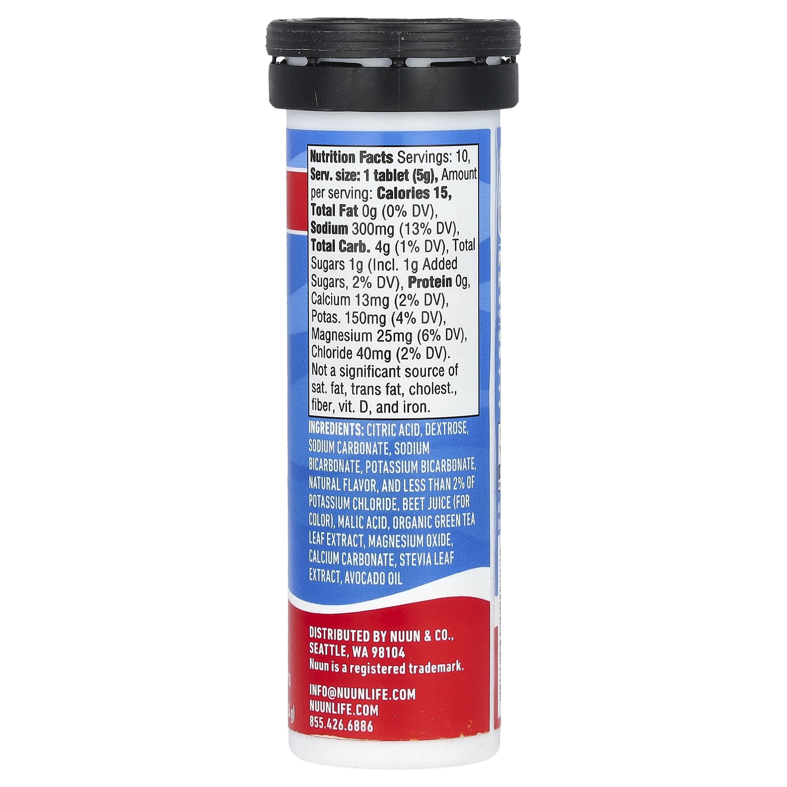 Nuun, Sport Hydration + Caffeine, Effervescent Electrolyte Drink, Cherry Limeade, 10 Tablets