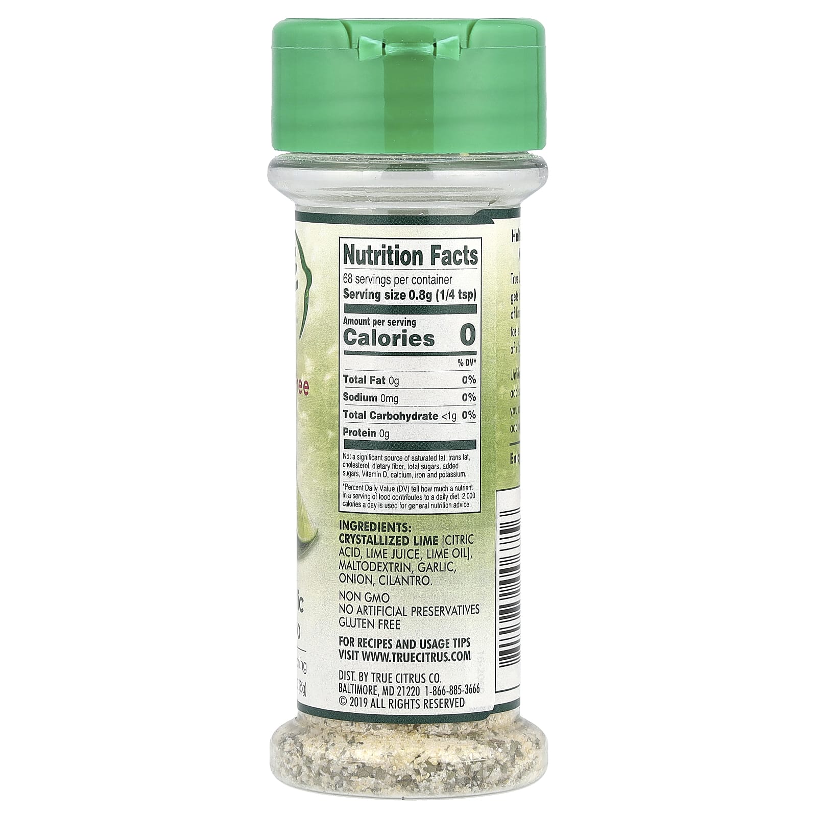 True Citrus, True Lime, Crystallized Lime, Garlic & Cilantro, Salt-Free, 1.94 oz (55 g) - Image 2