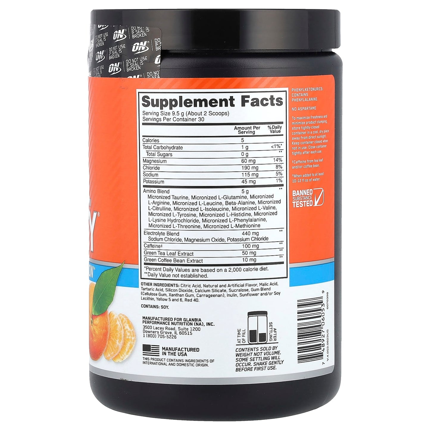 Optimum Nutrition, ESSENTIAL AMIN.O. ENERGY®, Tangerine Wave, 10.05 oz (285 g) - Image 2