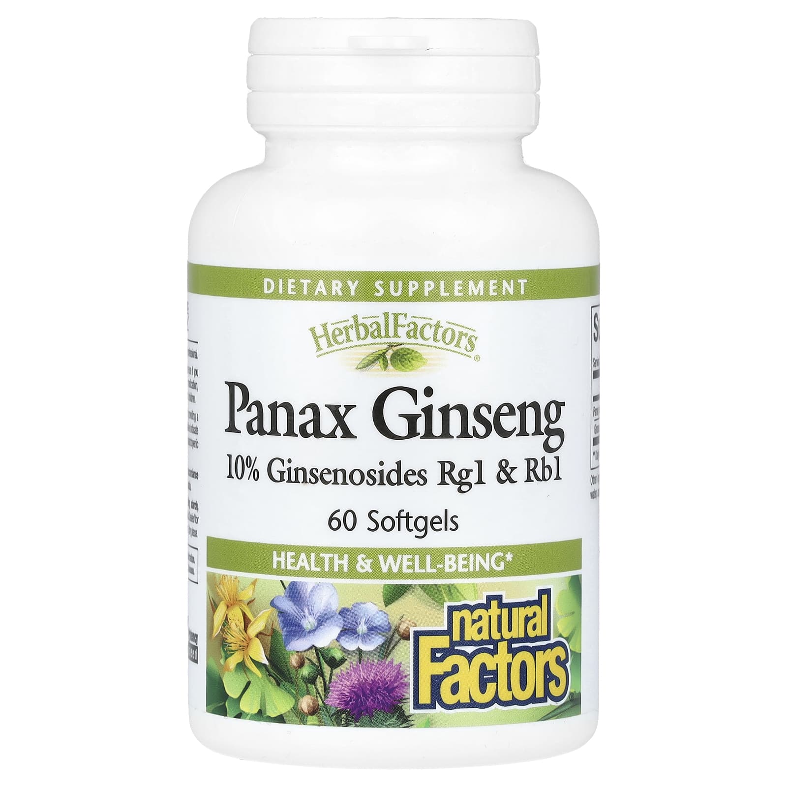 Natural Factors, HerbalFactors, Panax Ginseng, 100 mg, 60 Softgels