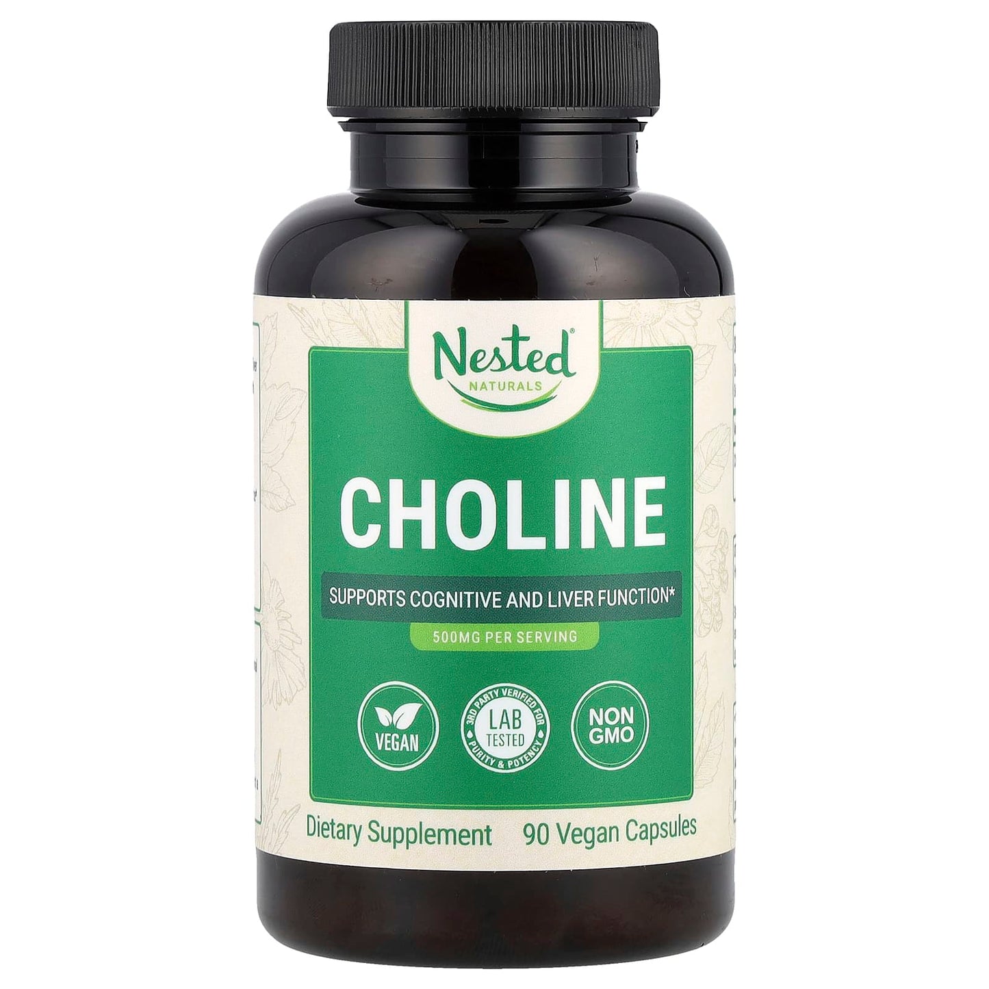 Nested Naturals, Choline, 90 Vegan Capsules (250 mg per Capsule) - Image 1