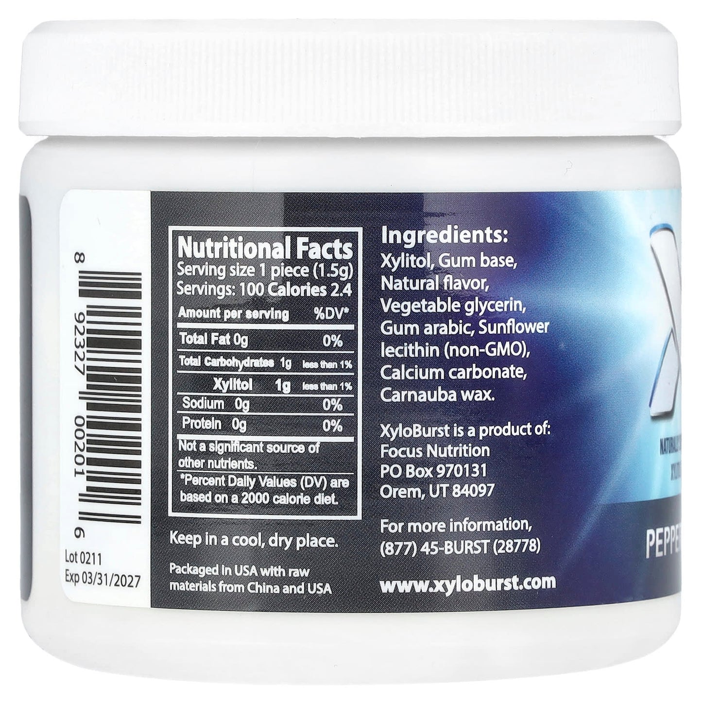 Xyloburst, Xylitol Gum, Peppermint, 100 Pieces, 5.29 oz (150 g) - Image 2
