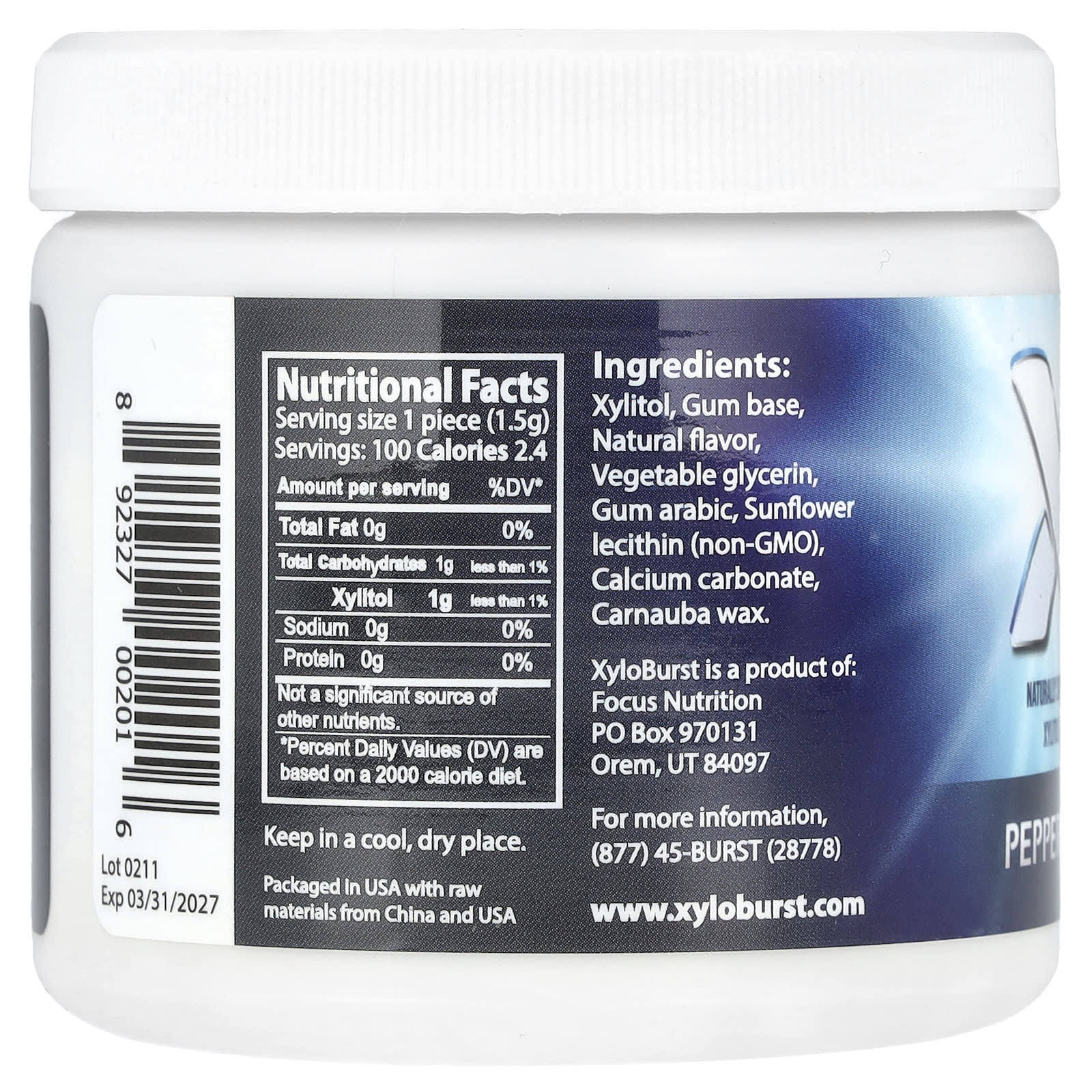 Xyloburst, Xylitol Gum, Peppermint, 100 Pieces, 5.29 oz (150 g) - Image 2