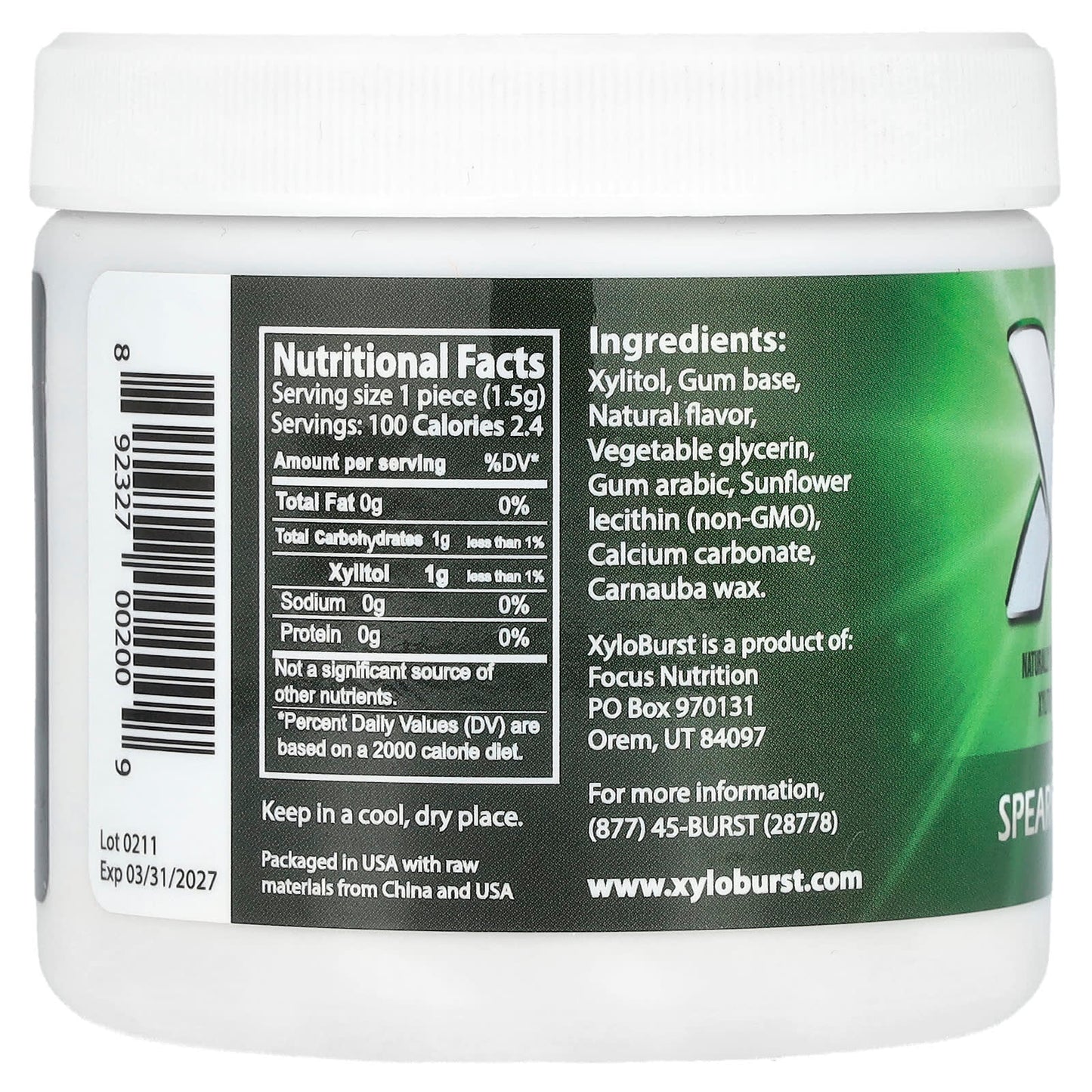 Xyloburst, Xylitol Gum, Spearmint, 100 Pieces, 5.29 oz (150 g) - Image 2