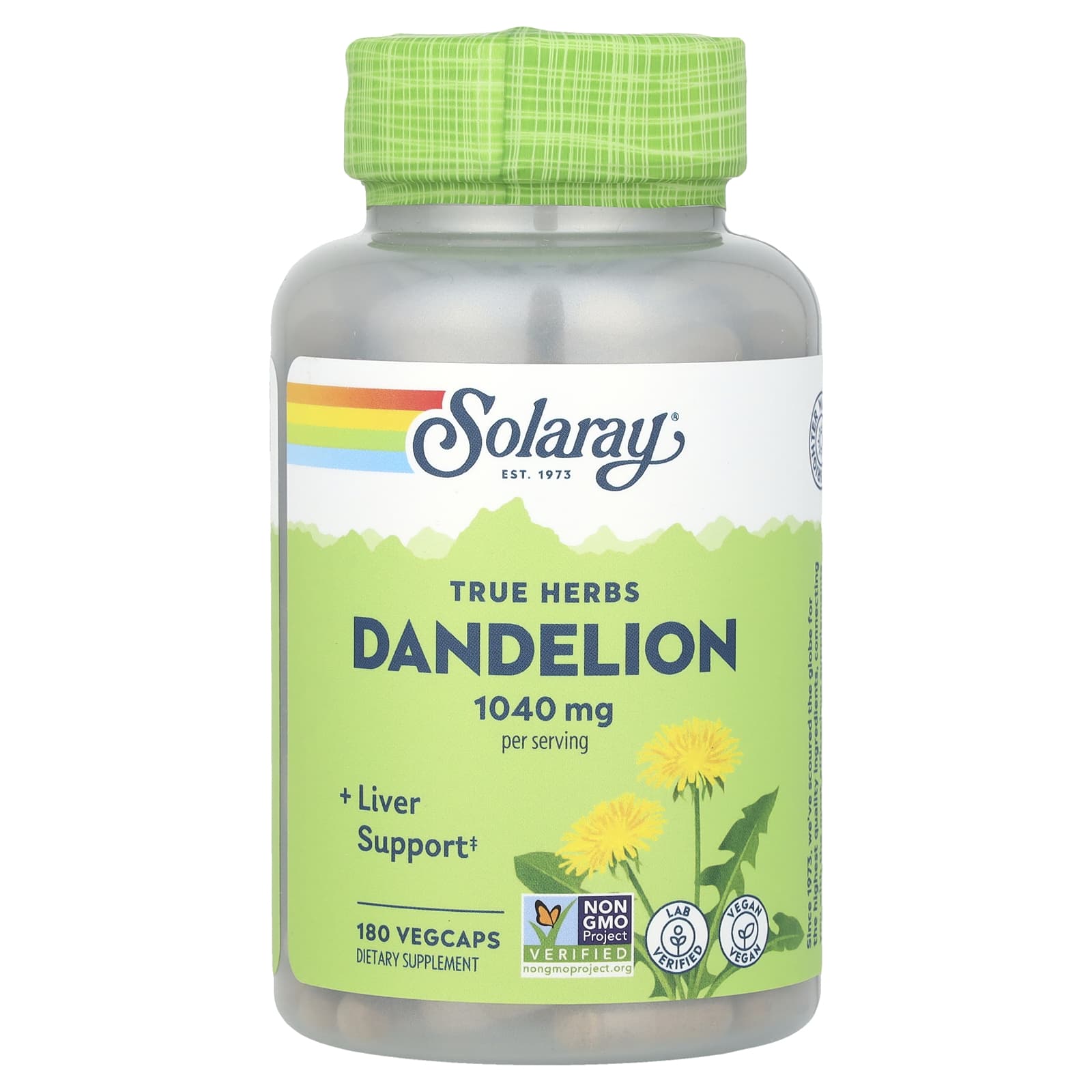 Solaray, True Herbs, Dandelion, 180 VegCaps (520 mg per Capsule) - Image 1