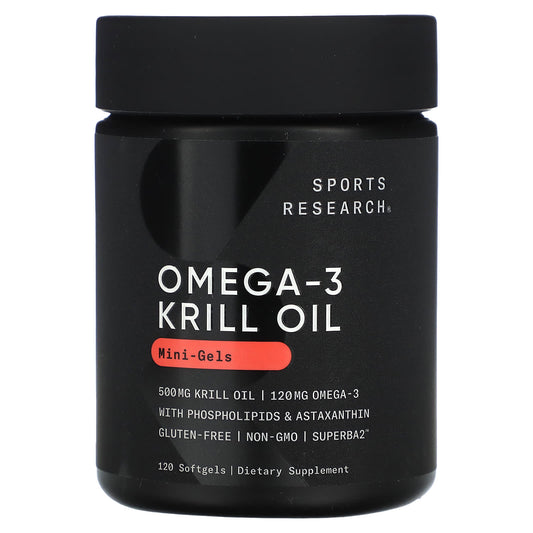 Sports Research, Omega-3 Krill Oil, Mini-Gels, 500 mg, 120 Softgels - Image 1