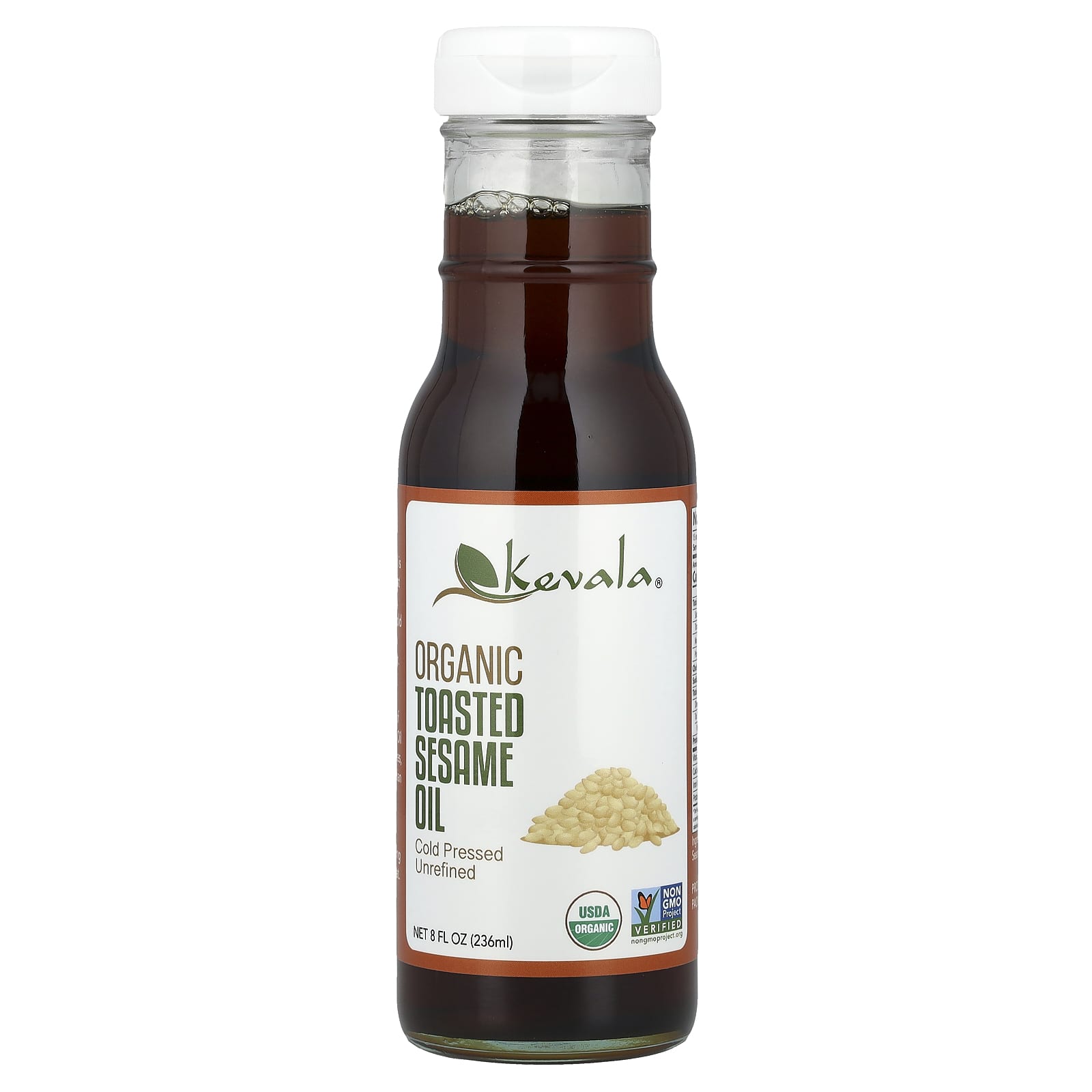 Kevala, Organic Toasted Sesame Oil, 8 fl oz (236 ml) - Image 1