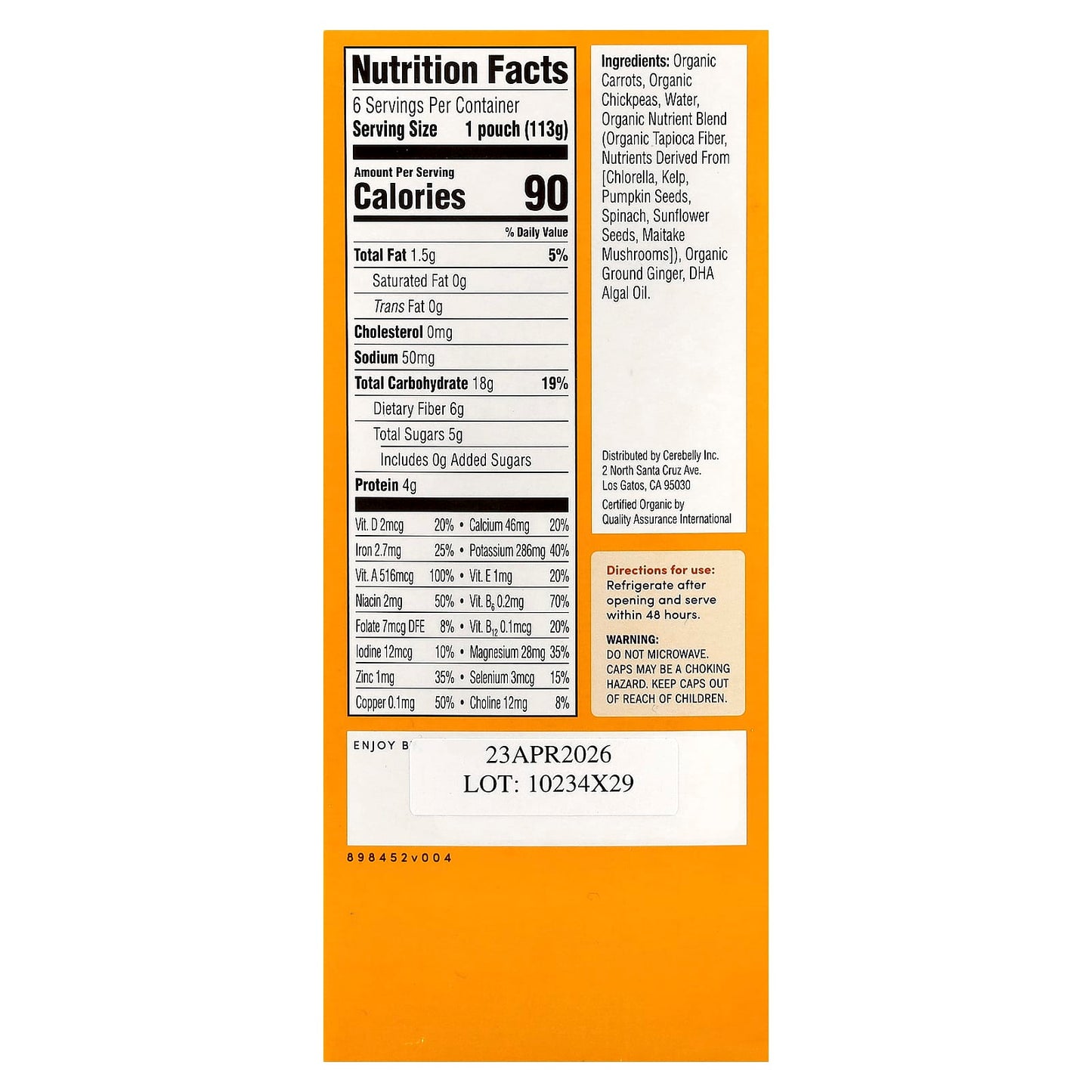 Boost Baby Brain Development with USDA Organic Carrot Chickpea Puree - Image 2