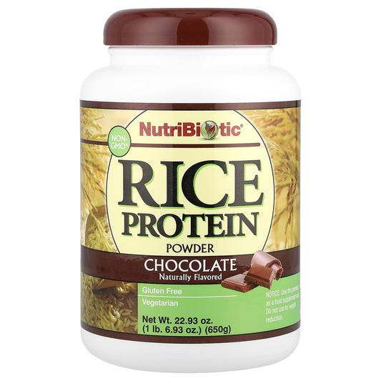 NutriBiotic, Rice Protein Powder, Chocolate, 1 lb 6.93 oz (650 g) - Image 1