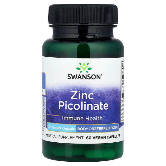 Swanson, Zinc Picolinate, 22 mg, 60 Vegan Capsules - Image 1