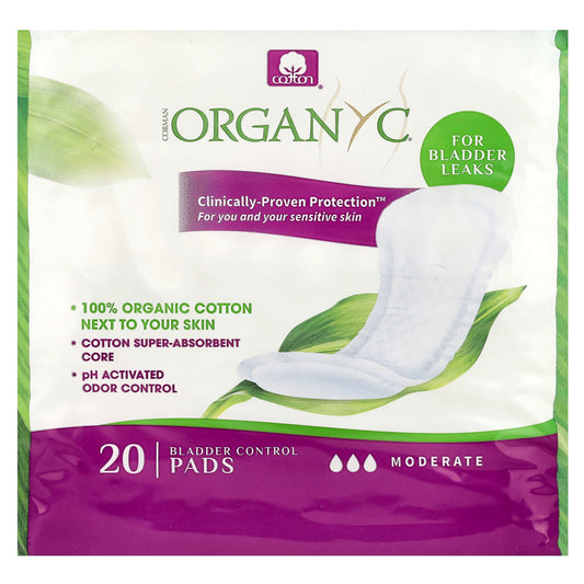 Organyc, Bladder Control Pads, Moderate, 20 Pads - Image 1