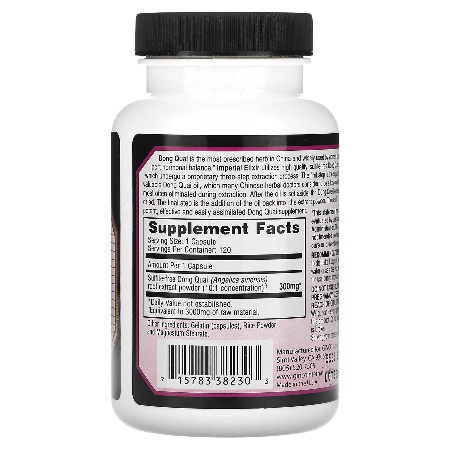 Imperial Elixir Dong Quai Extra Strength 3000mg 120 Capsules - Image 2