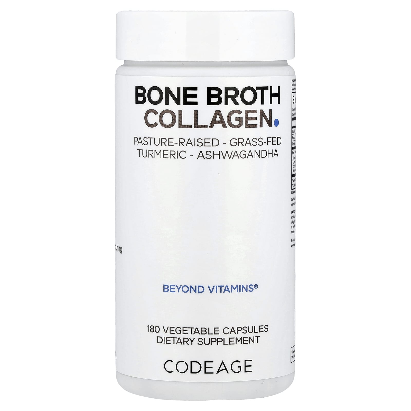 Codeage Grass-Fed Bone Broth Collagen 180 Capsules - Turmeric, Ashwagandha - Image 1