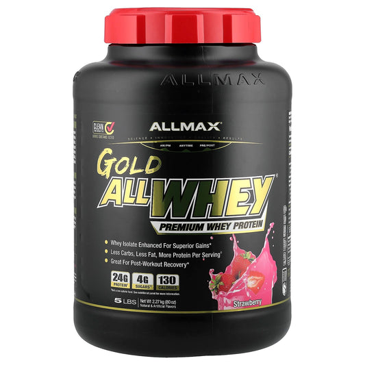 Premium Gold AllWhey Whey Protein Powder - Strawberry, 5 lbs - Image 1