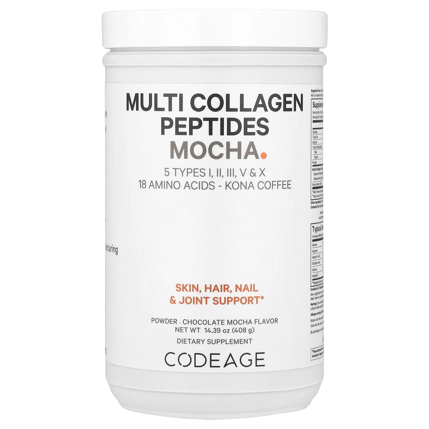 Codeage Multi Collagen Peptides Mocha Powder, 14.39 oz (408 g) - Image 1