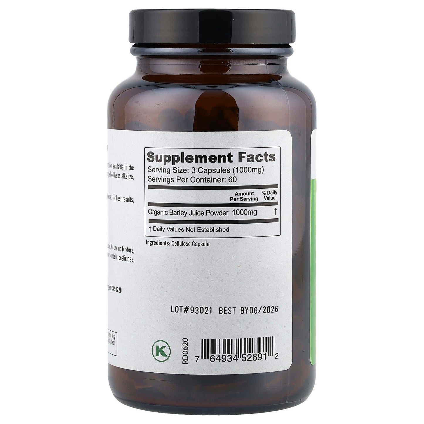 Pure Planet, Just Barley, 180 Vegetarian Capsules (333 mg per Capsule) - Image 2