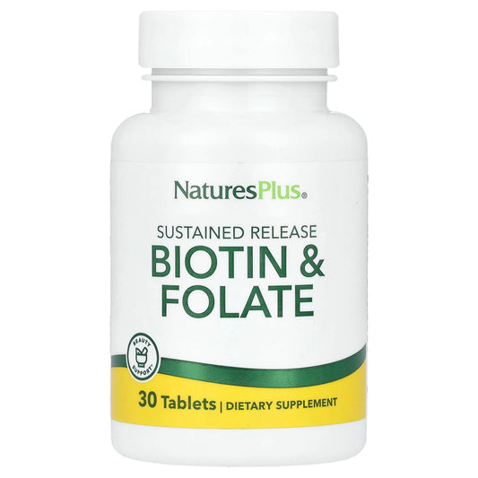 NaturesPlus, Sustained Release Biotin & Folate, 30 Tablets - Image 1