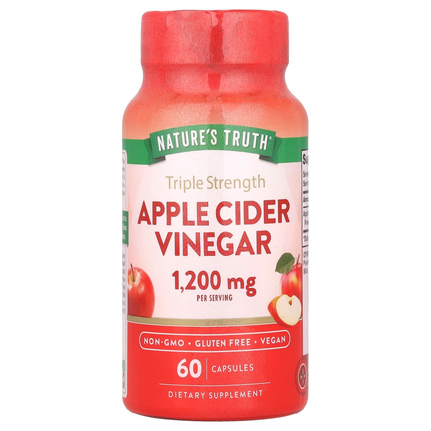 Nature's Truth, Triple Strength Apple Cider Vinegar, 60 Capsules (600 mg per Capsule) - Image 1