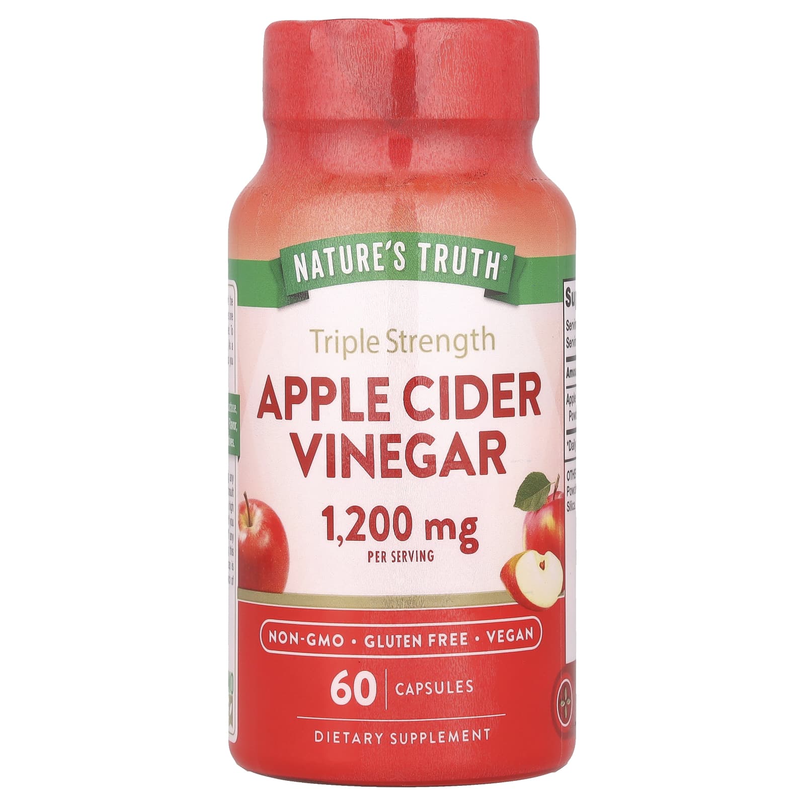 Nature's Truth, Triple Strength Apple Cider Vinegar, 60 Capsules (600 mg per Capsule) - Image 1
