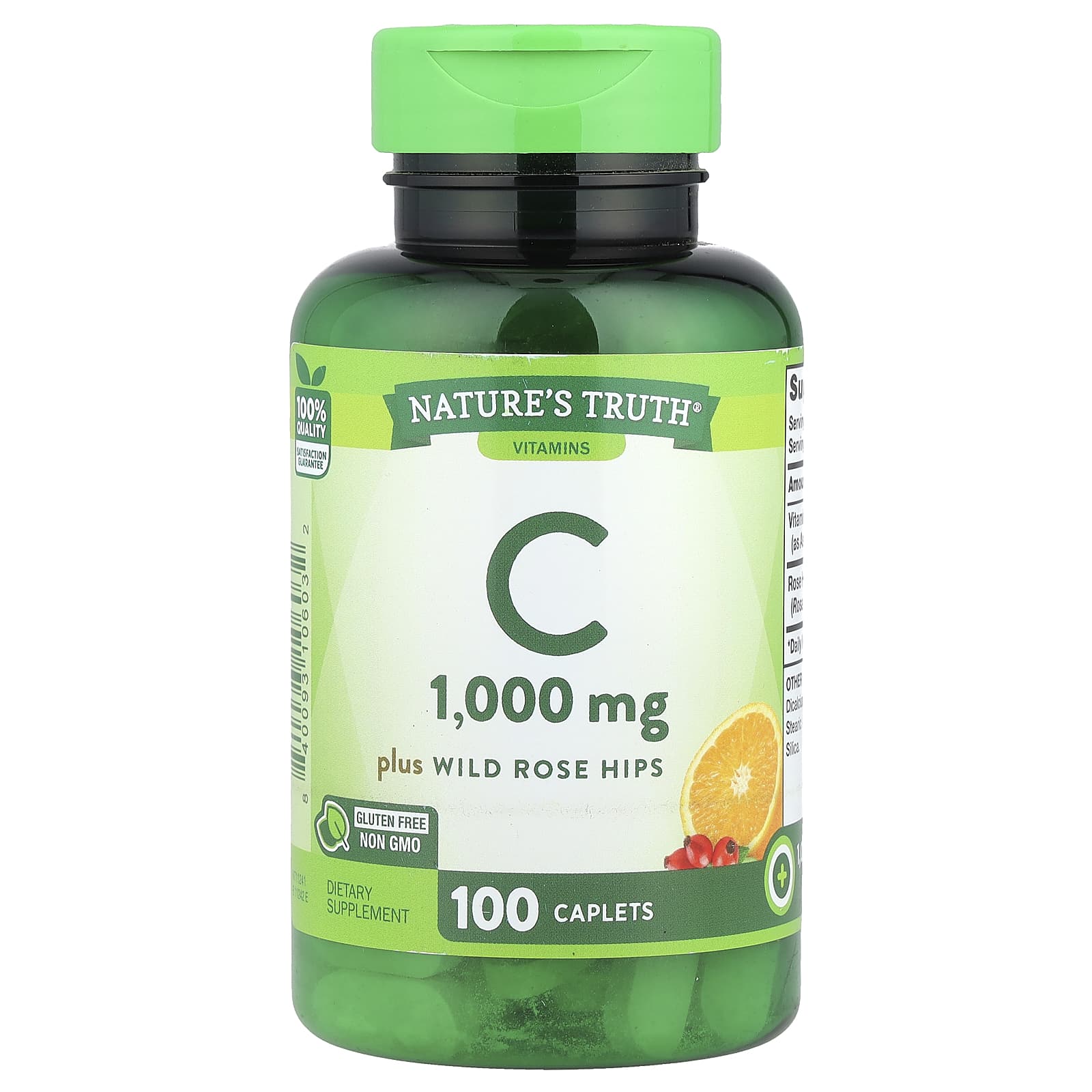 Nature's Truth, Vitamin C Plus Wild Rose Hips, 100 Caplets - Image 1