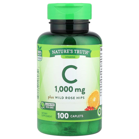 Nature's Truth, Vitamin C Plus Wild Rose Hips, 100 Caplets - Image 1