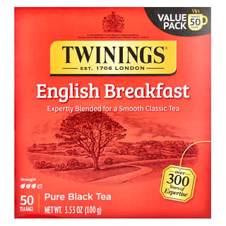 Twinings Pure Black English Breakfast Tea, 50 Bags, 100g