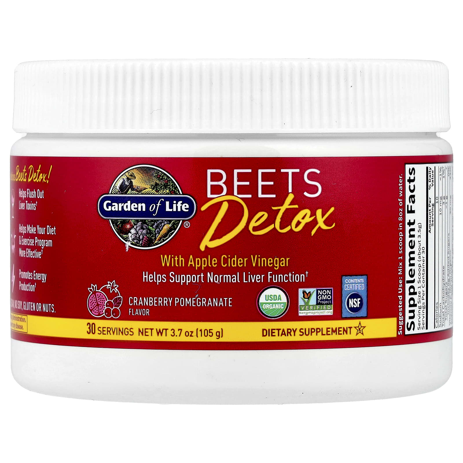 Detox with Beets, Apple Cider Vinegar, Cranberry & Pomegranate, USDA Organic - Image 1