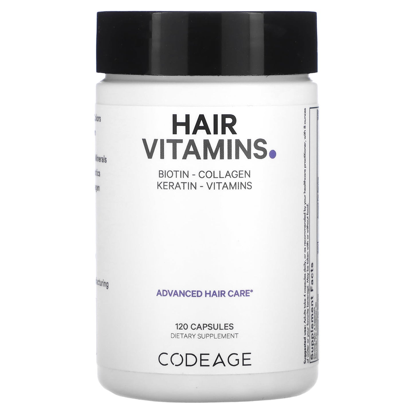 Codeage Hair Vitamins &amp; Capsules for Stronger Hair Growth - 120 Capsules - Image 1