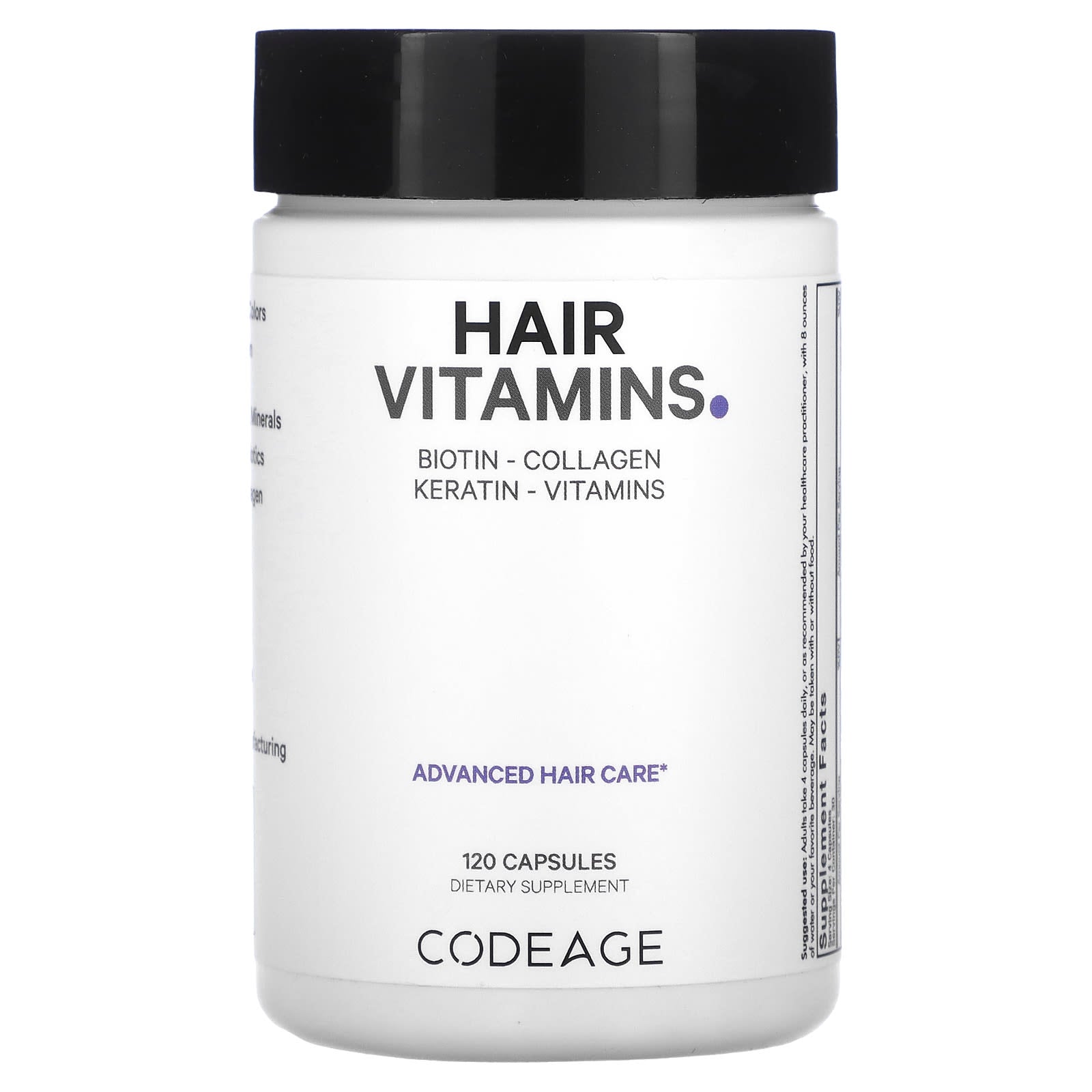 Codeage Hair Vitamins &amp; Capsules for Stronger Hair Growth - 120 Capsules - Image 1