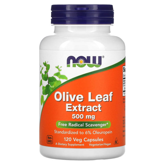 NOW Foods, Olive Leaf Extract, 500 mg, 120 Veg Capsules - Image 1