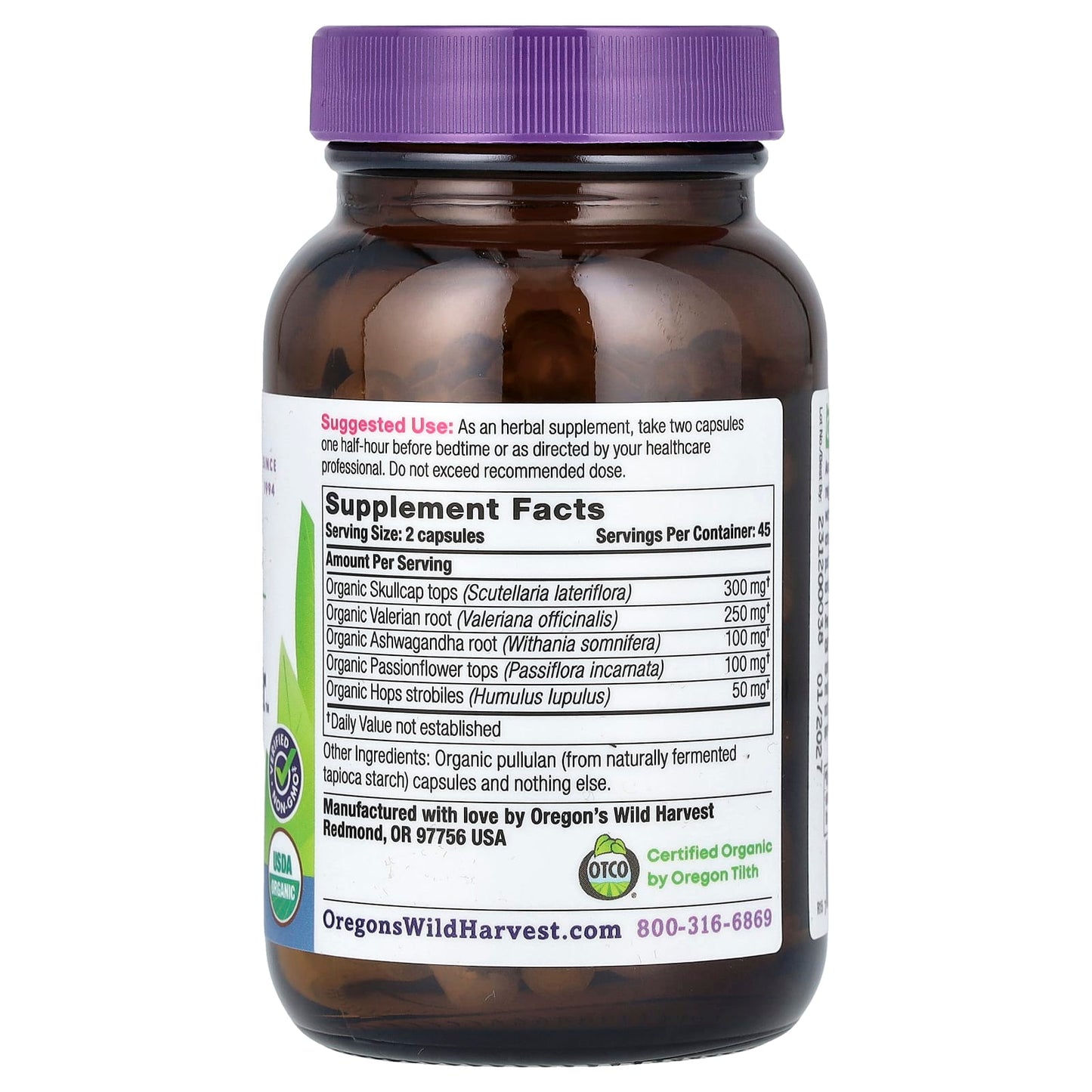 Oregon's Wild Harvest, Organic Sleep Better, 90 Vegan Capsules - Image 2