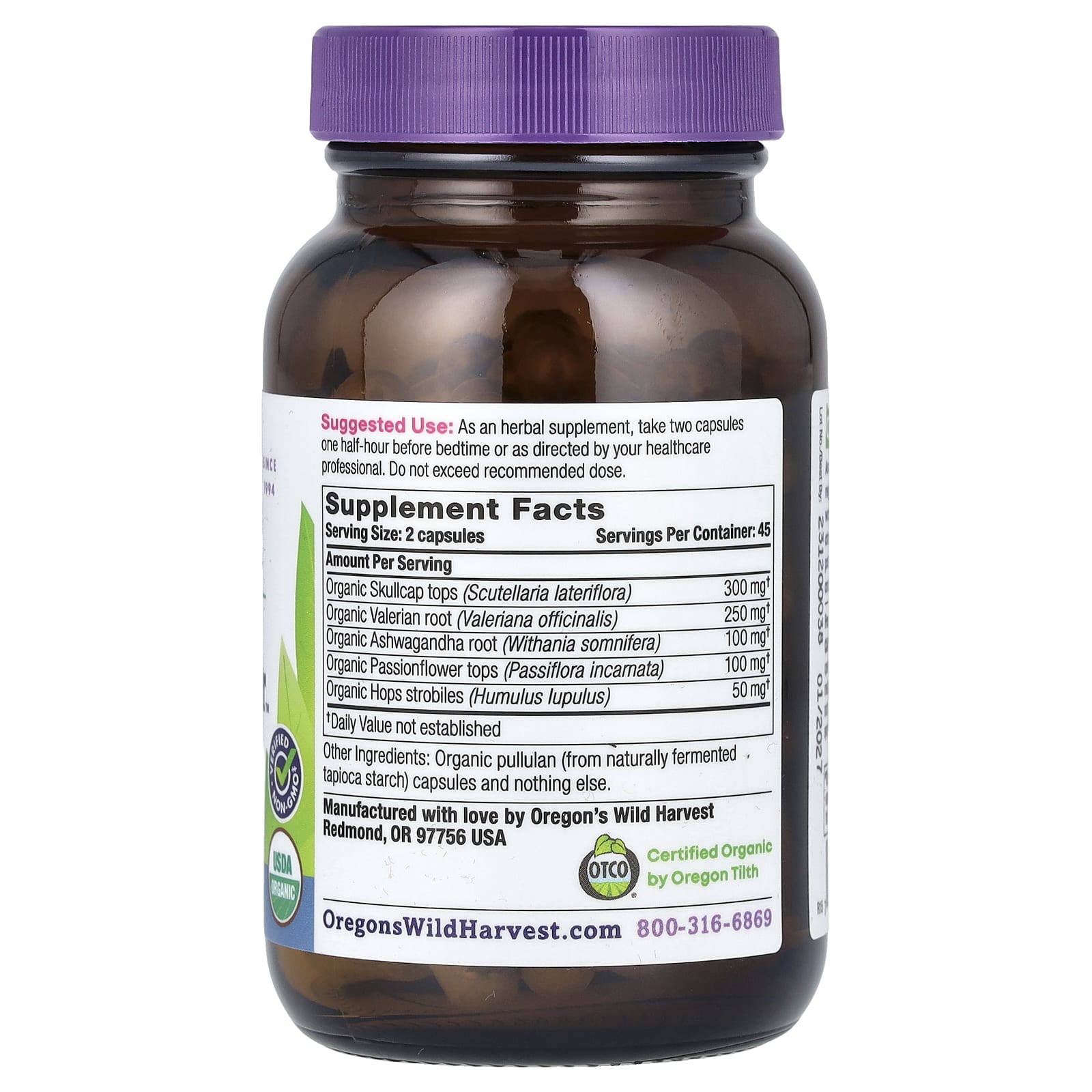 Oregon's Wild Harvest, Organic Sleep Better, 90 Vegan Capsules - Image 2