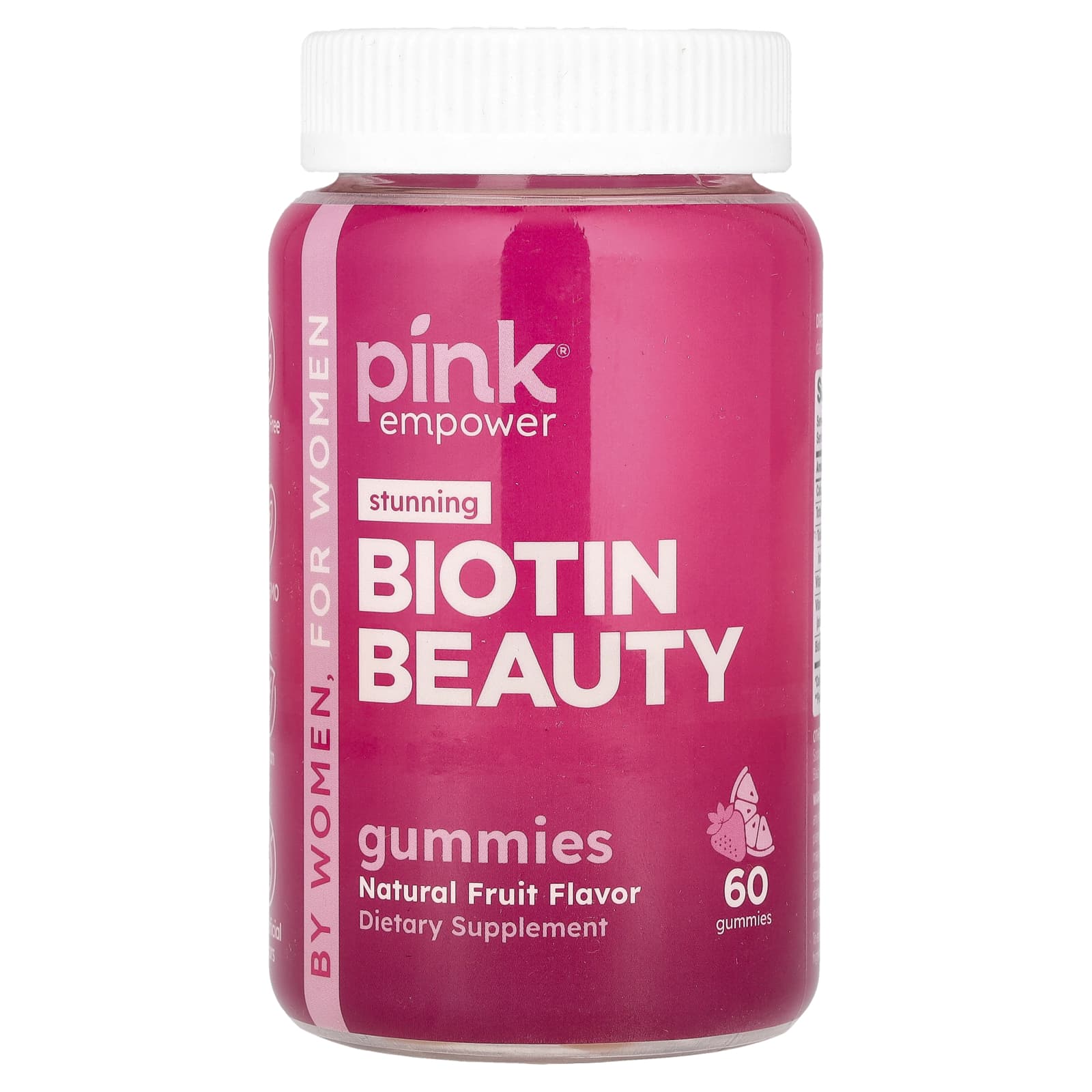 Pink, Biotin Beauty Gummies, Natural Fruit, 60 Gummies - Image 1