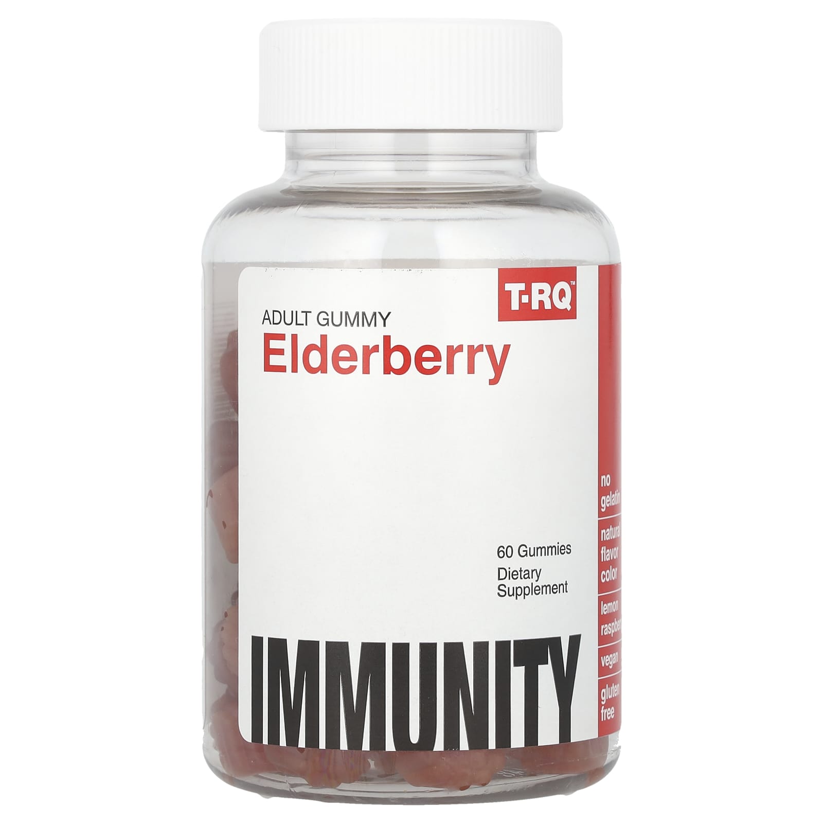 T-RQ, Elderberry, Immunity, Lemon Raspberry, 60 Gummies - Image 1
