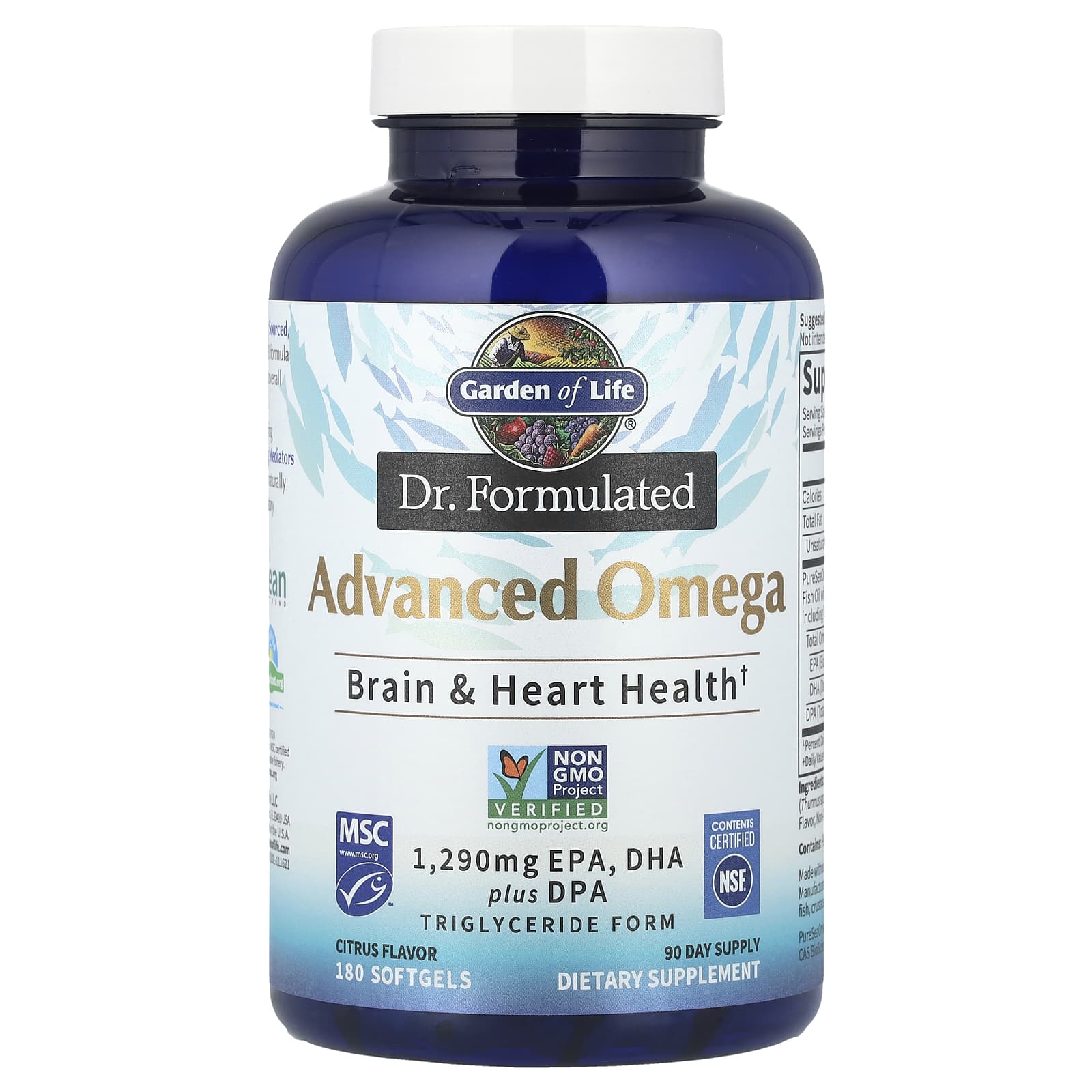 Garden of Life Advanced Omega-3 Citrus Softgels for Brain and Heart Health - Image 1