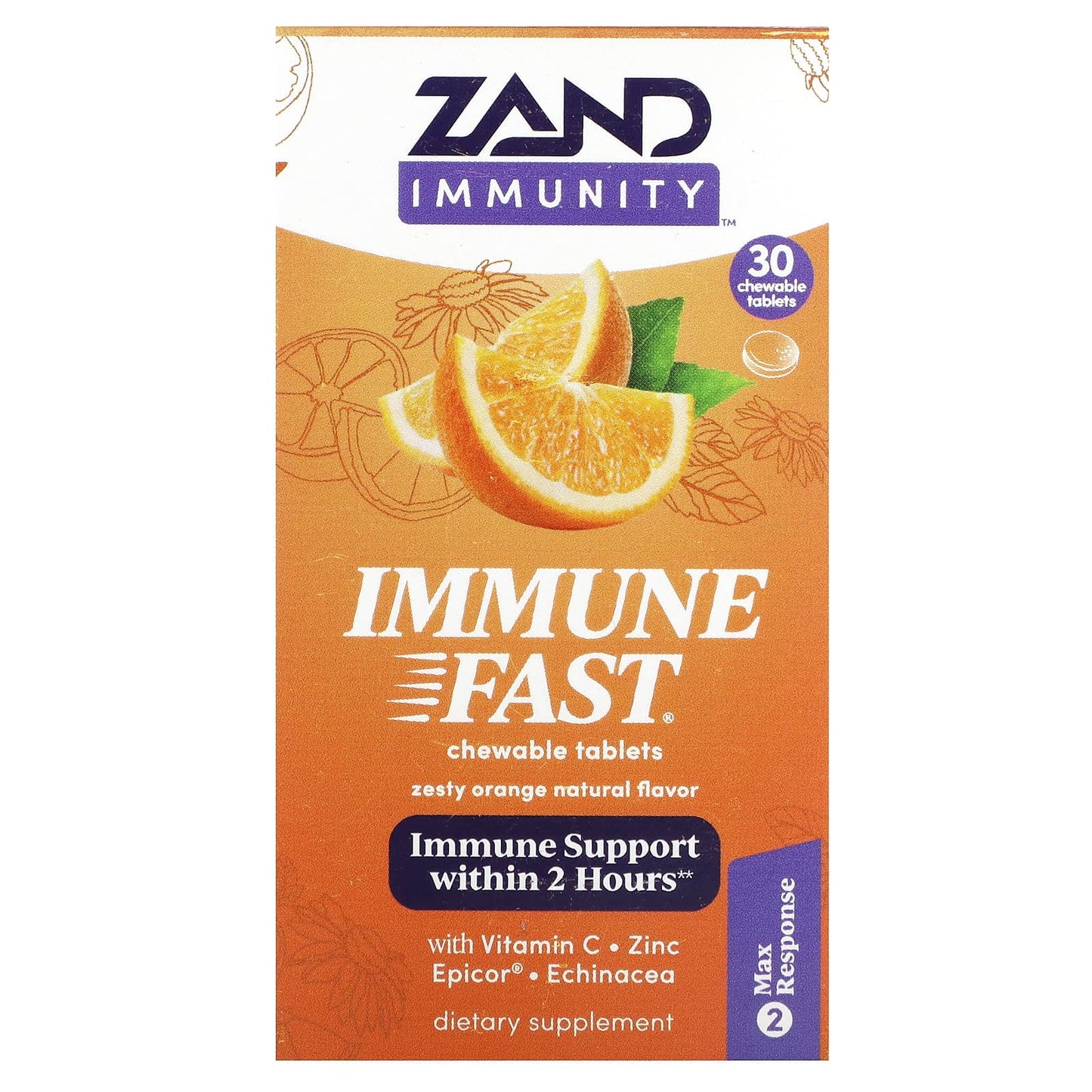 Zand, Immune Fast, Zesty Orange, 30 Chewable Tablets - Image 1
