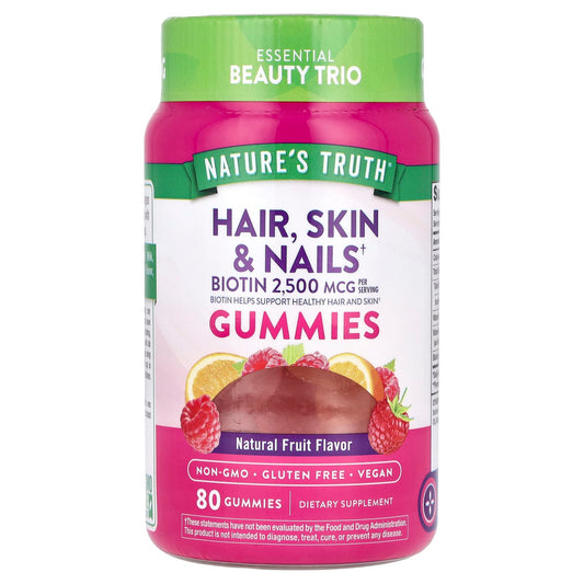 Nature's Truth, Hair, Skin & Nails, Natural Fruit, 2,500 mcg , 80 Gummies (1,250 mcg per Gummy)