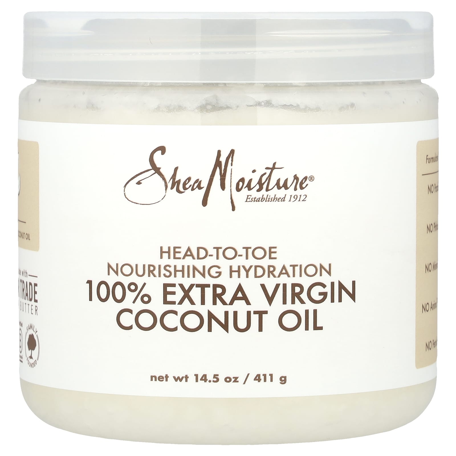 SheaMoisture, 100% Extra Virgin Coconut Oil, 14.5 fl oz (411 ml) - Image 1