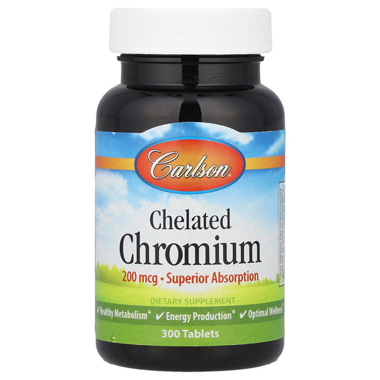 Carlson Chelated Chromium - 200mcg, 300 Tablets for Optimal Wellness - Image 1
