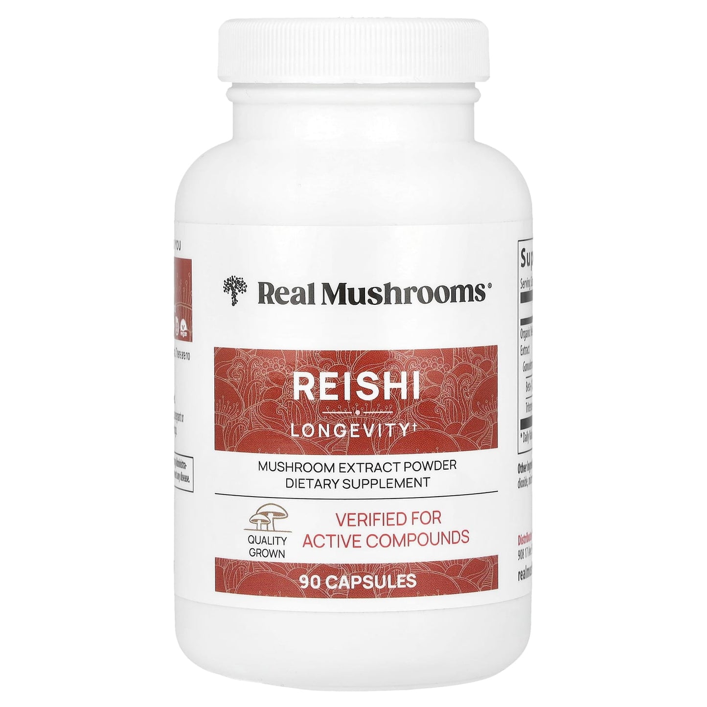 Real Mushrooms, Reishi, Mushroom Extract Powder, 90 Capsules - Image 1