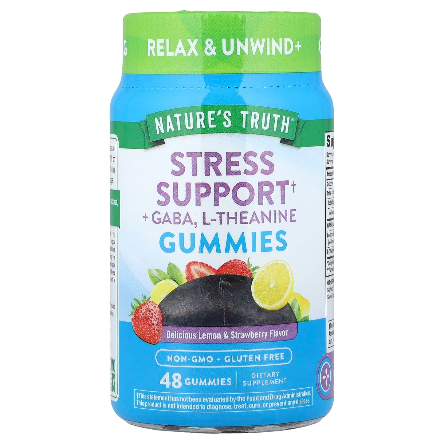 Nature's Truth, Stress Support + GABA, L-Theanine, Lemon & Strawberry, 48 Gummies - Image 1