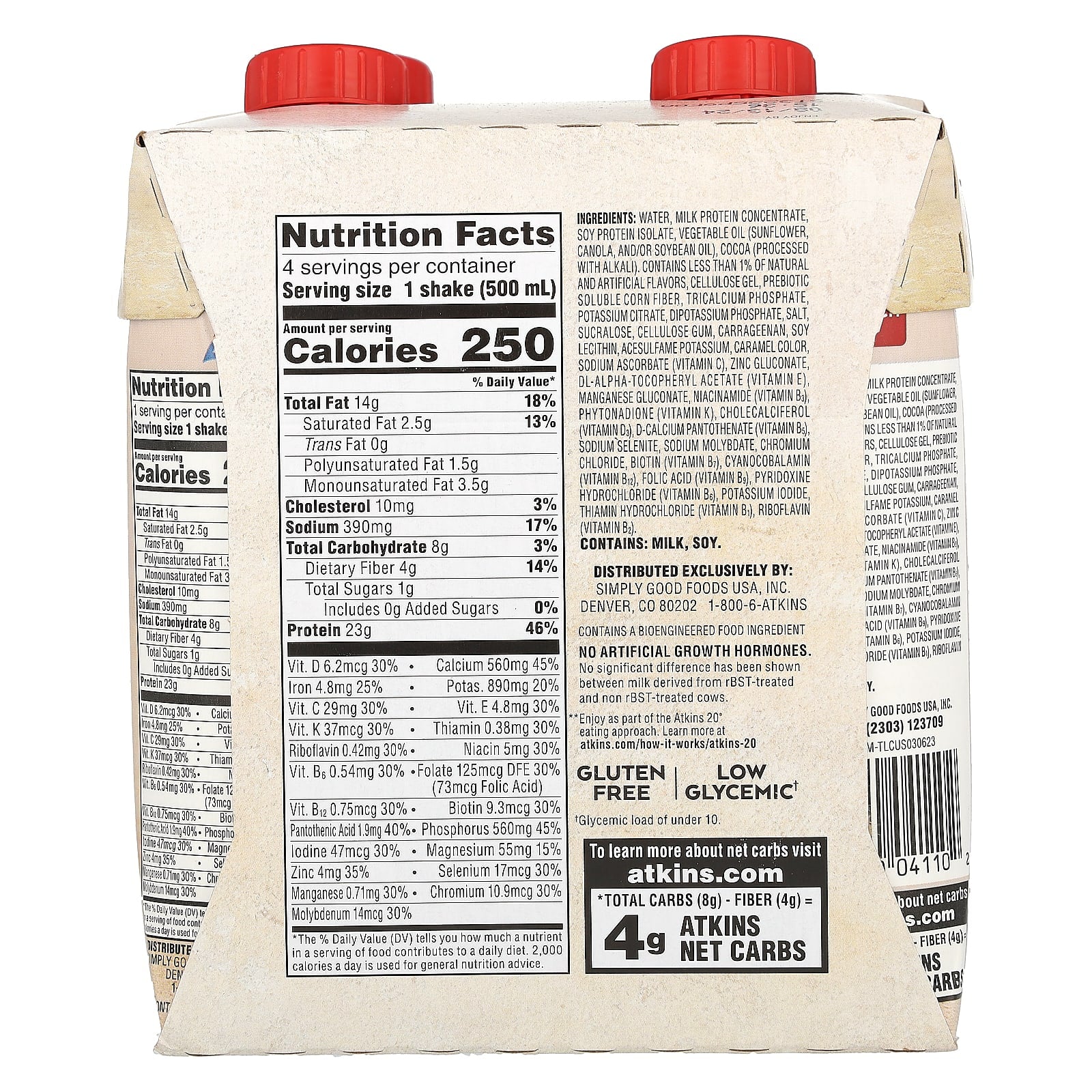 Atkins Creamy Chocolate Protein Shake, 4 x 16.9 fl oz, Low Carb - Image 2