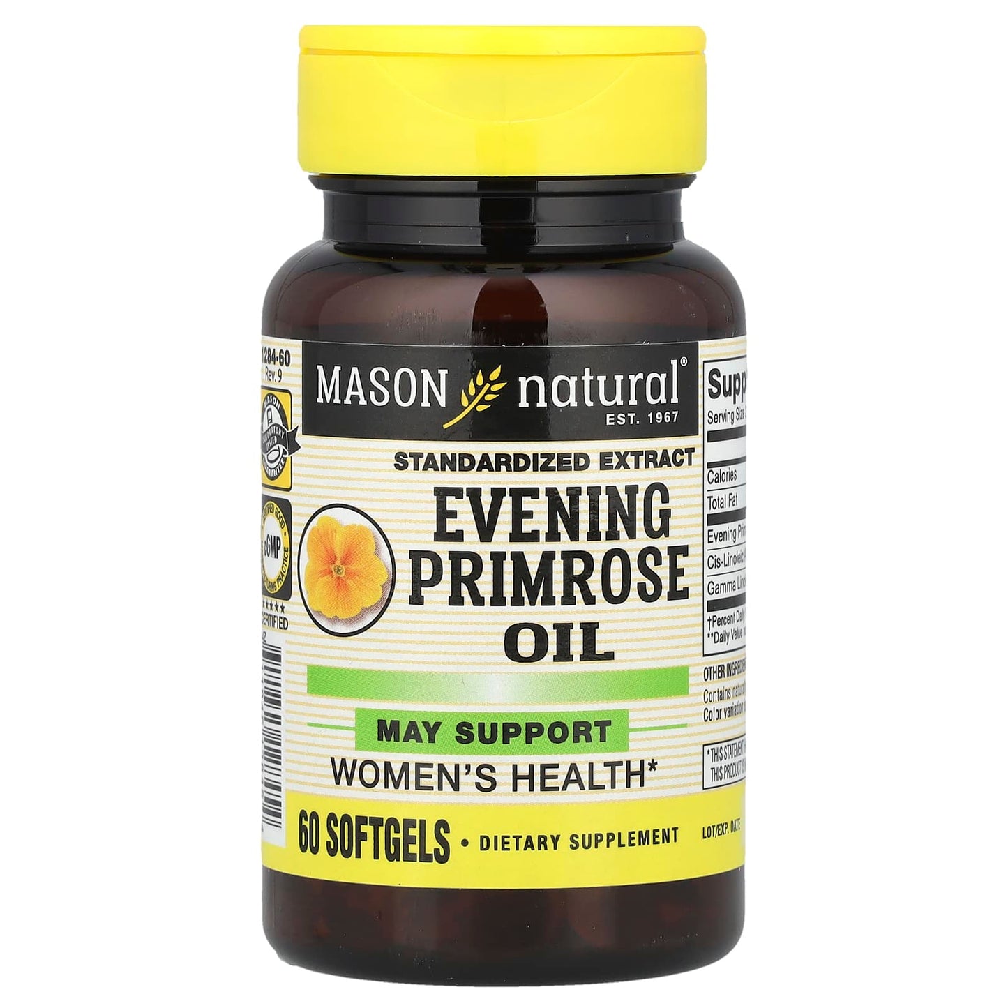 Mason Natural, Evening Primrose Oil, 60 Softgels - Image 1