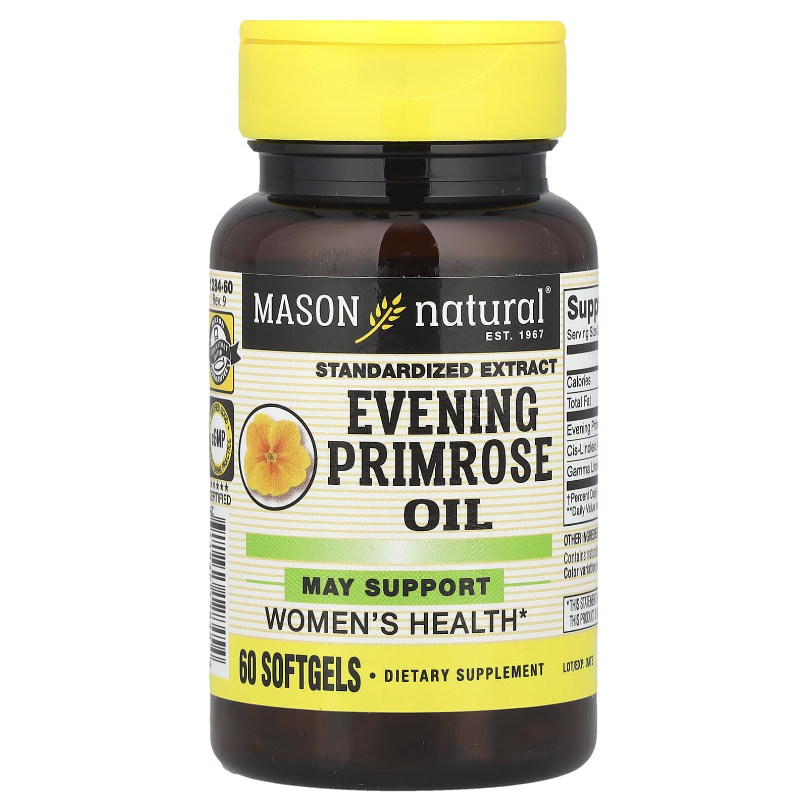 Mason Natural, Evening Primrose Oil, 60 Softgels - Image 1