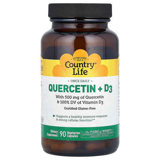 Country Life Quercetin + D3, 90 Vegan Capsules for Immune Support - Image 1