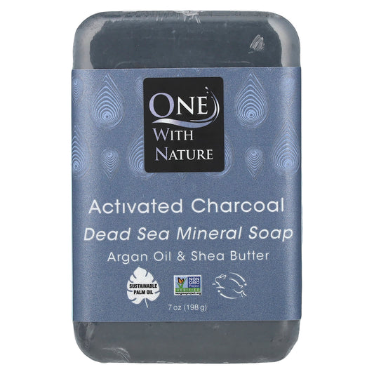 One with Nature, Dead Sea Mineral Soap Bar, Activated Charcoal, 7 oz (198 g) - Image 1