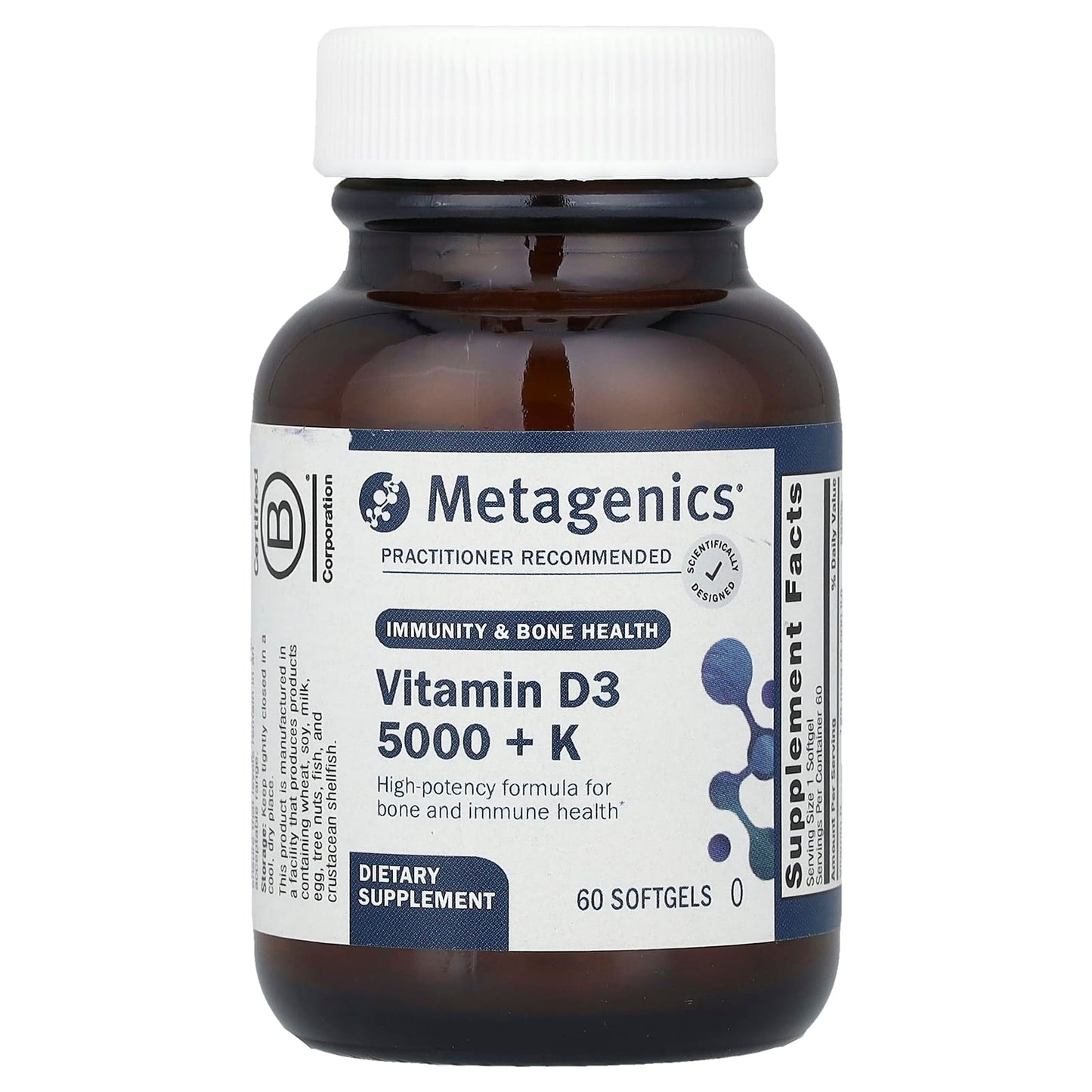 Metagenics, Vitamin D3 5,000 + K, 60 Softgels - Image 1