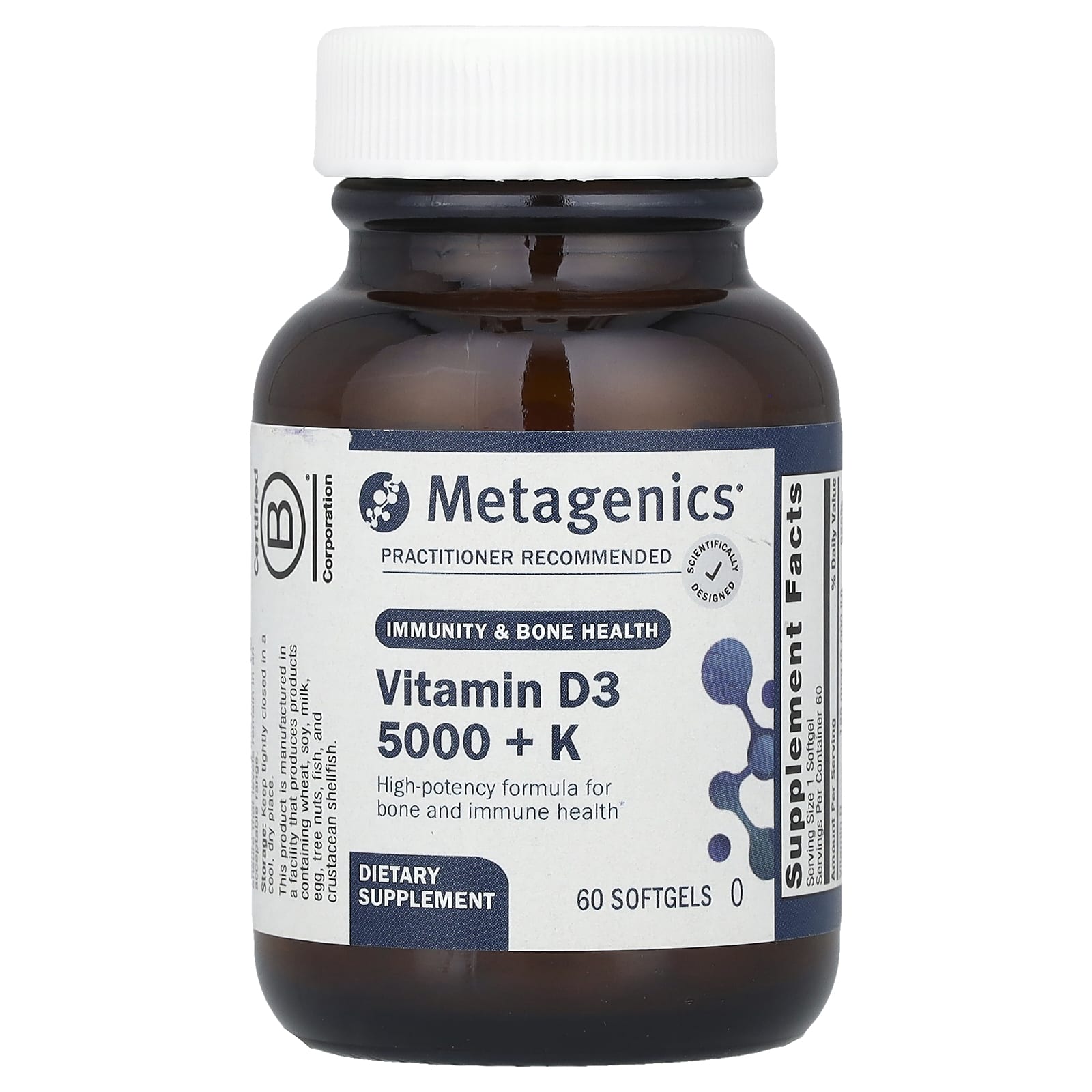 Metagenics, Vitamin D3 5,000 + K, 60 Softgels - Image 1