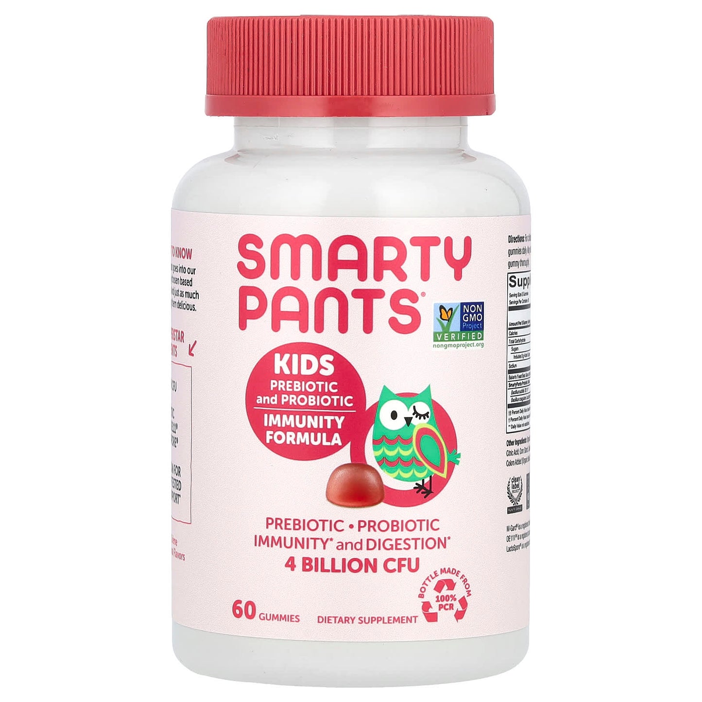 SmartyPants, Kids Prebiotic and Probiotic, Immunity Formula, Strawberry Creme, 4 Billion CFU, 60 Gummies (2 Billion CFU per Gummy) - Image 1